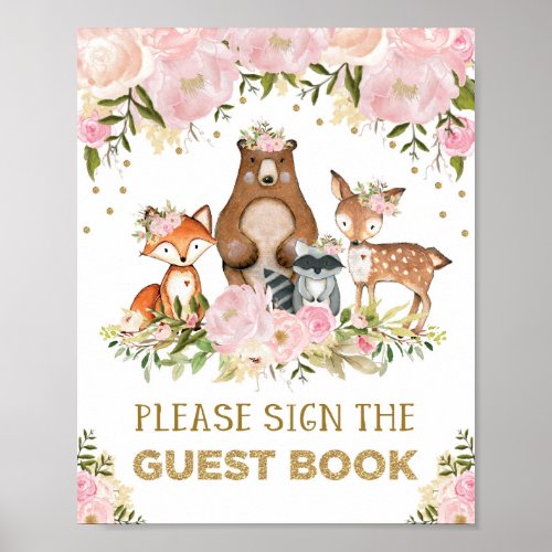 Forest Guest Book Sign Woodland Baby Shower