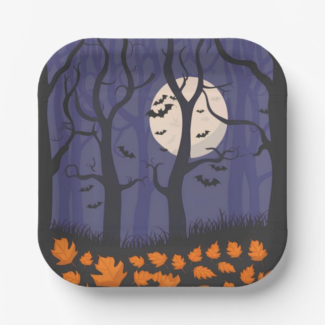 Forest Halloween Paper Plates (Front)