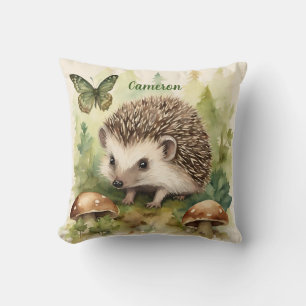 Forest Hedgehog Gender Neutral Personalized  Throw Pillow