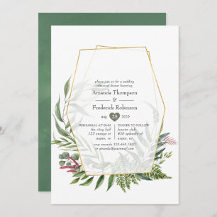 Forest Herbarium Geometric Rehearsal Dinner Invitation