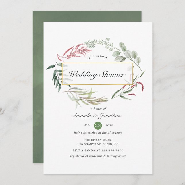 Forest Herbarium Geometric Wedding Shower Invitation (Front/Back)