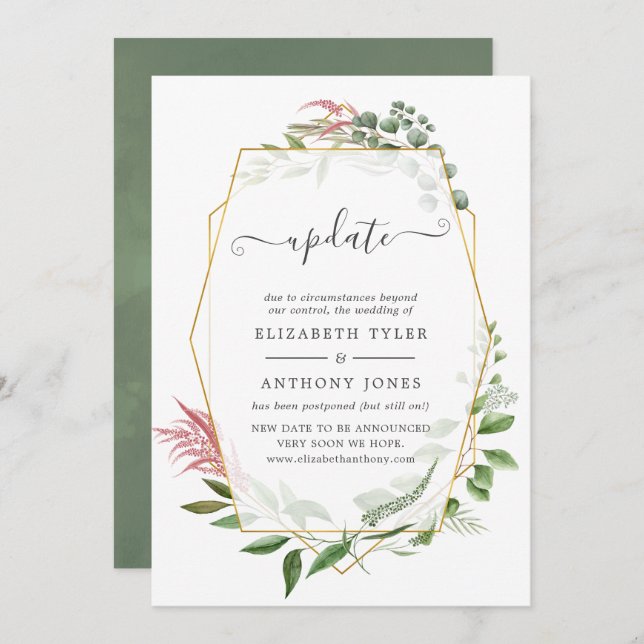 Forest Herbarium Geometric Wedding Update Invitation (Front/Back)