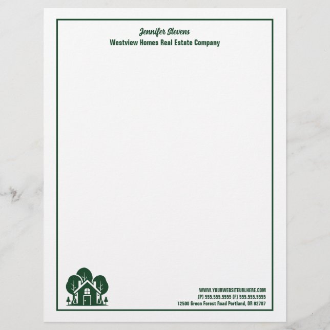 Forest House Real Estate Company Custom Realtor Letterhead (Front)