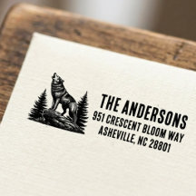 Forest Howling Wolf Family Name Return Address