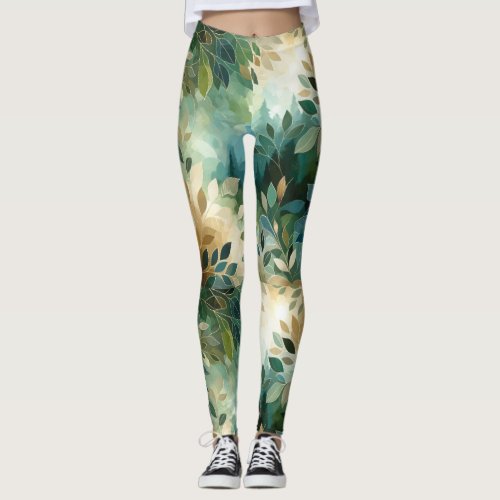 Forest Hues _ Nature_Inspired Abstract  Leggings