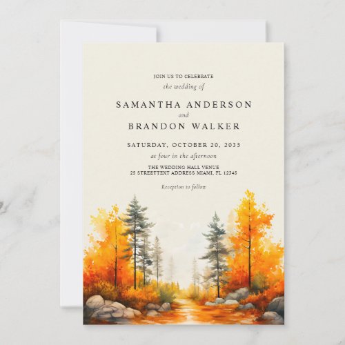 Forest in fall colors wedding Invitation