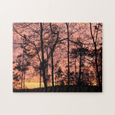 Forest In Sunset Scenic Nature Puzzle