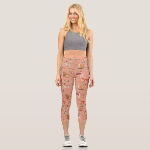 forest in watercolor pattern- bambi, fox, coney, capri leggings