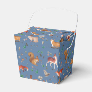 forest in watercolor pattern- bambi, fox, coney, favor boxes