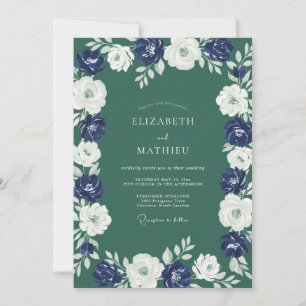 Forest Indigo Blossom Wedding Invitation