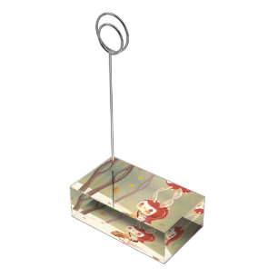 Forest Journey: Bunny Girl with Vintage Suitcase Place Card Holder