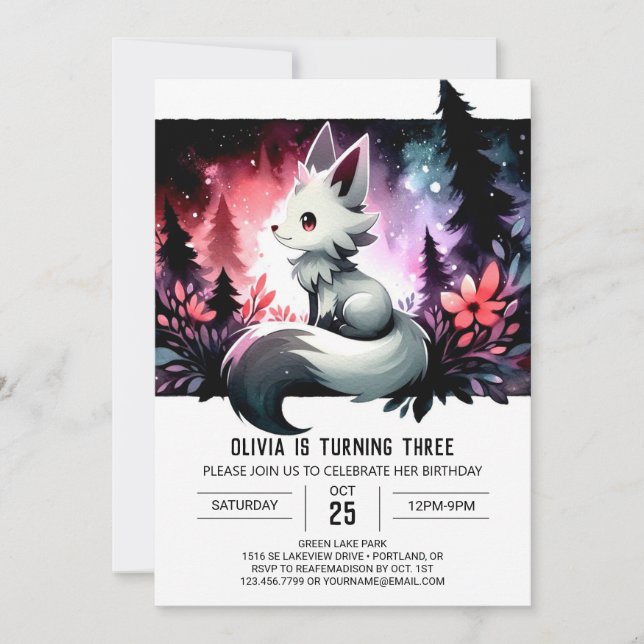 Forest Kids Wolf Birthday  Invitation (Front)