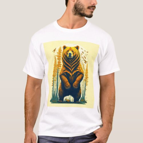 Forest King Grizzly Stands Tall T_Shirt