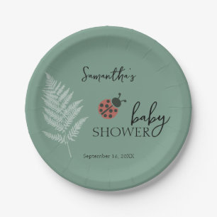 Forest Ladybugs Green Baby Shower Paper Plates