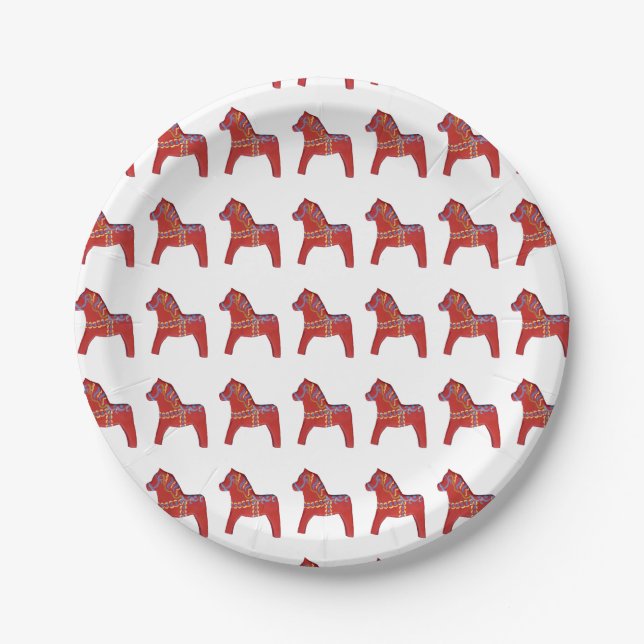 Forest Lake Dala Horse Paper Plate (Front)