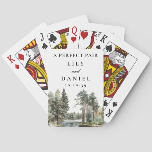 Forest Lake Perfect Pair Wedding Favor Poker Cards