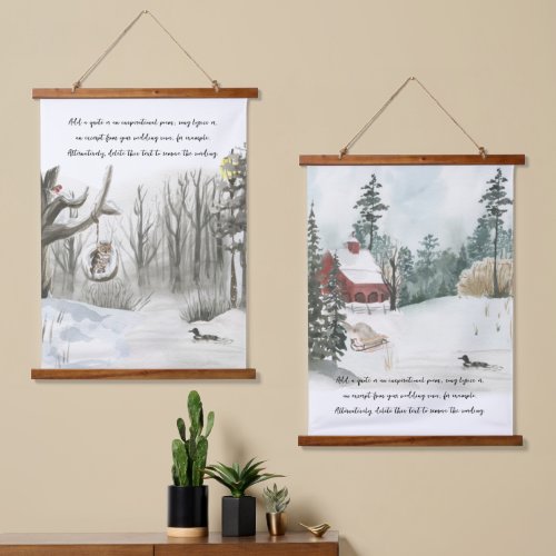 Forest Lakehouse Watercolor Optional Wording Hanging Tapestry