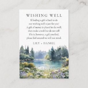 Forest Lakeside Wildflower Wedding Wishing Well Enclosure Card