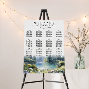 Forest Lakeside Wildflowers Wedding Seating Chart Foam Board