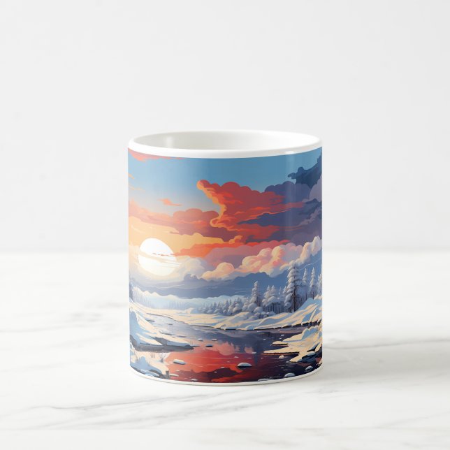 Forest Landscape At Winter Season Coffee Mug (Center)