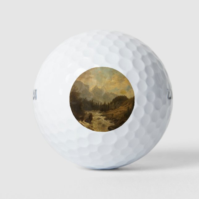 Forest Landscape Scene (by Josef Kriehuber) Golf Balls (Front)