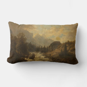 Forest Landscape Scene (by Josef Kriehuber) Lumbar Pillow