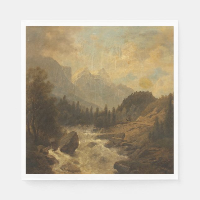 Forest Landscape Scene (by Josef Kriehuber) Napkins (Front)