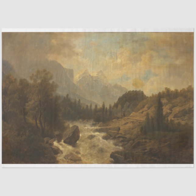 Forest Landscape Scene (by Josef Kriehuber) Tissue Paper (Front)