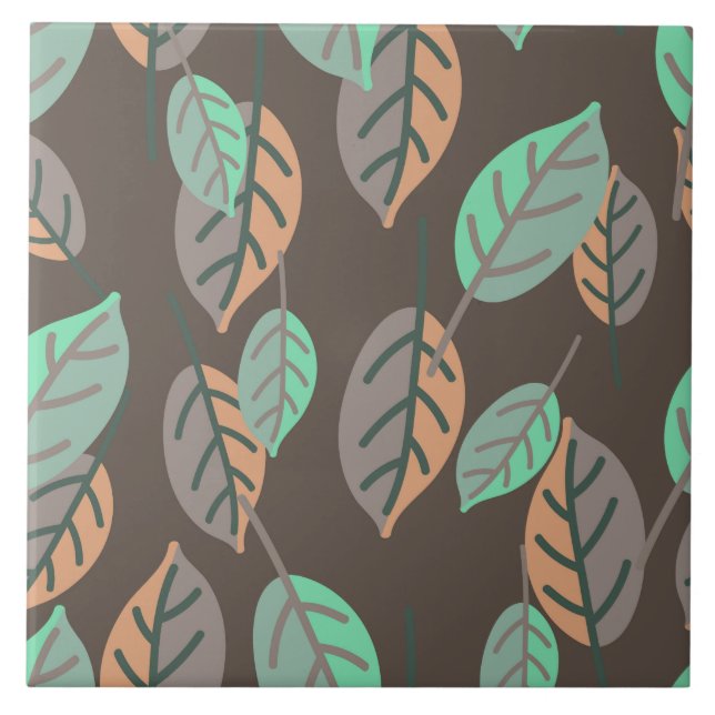 forest leaves ceramic tile (Front)