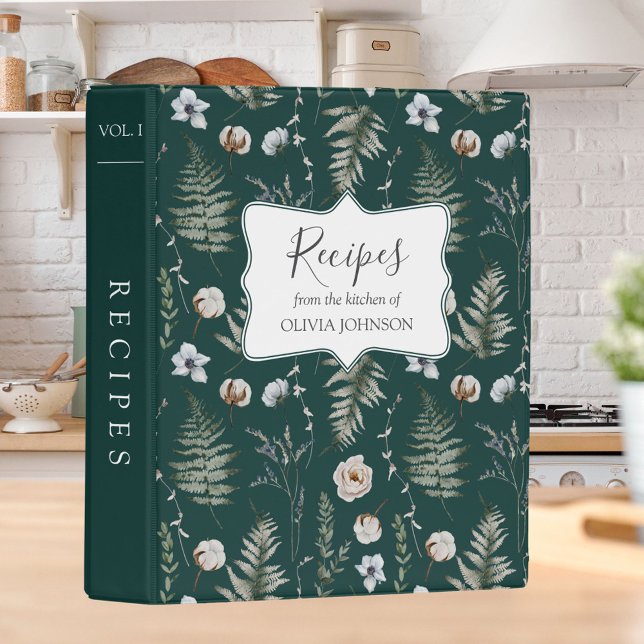 Forest Leaves Floral Botanical Recipe Cookbook Mini Binder (In situ)