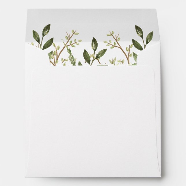 Forest Leaves Greenery Wedding Envelope (Back (Bottom))