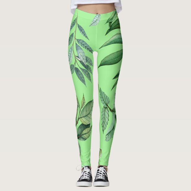Forest Leggings | Tree Leaves Nature Yoga Pants  (Front)