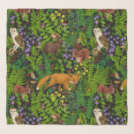 Forest life scarf<br><div class="desc">Hand-painted woodland fauna and flora</div>