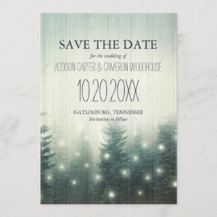 Forest Lights Rustic Save the Date