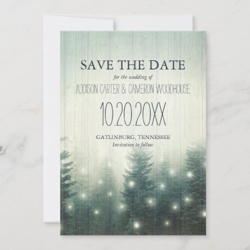 Forest Lights  Rustic Save the Date