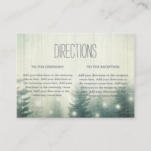 Forest Lights  Rustic Wedding Directions Enclosure Card