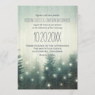 Forest Lights Rustic Wedding Invite