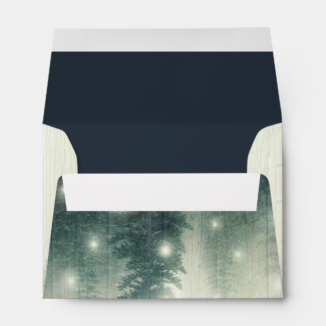 Forest Lights & Wood Grain w/ Return Address Envelope (Back (Bottom))