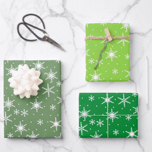 Forest Lime Sage Army Dark Green Christmas Set of Wrapping Paper Sheets