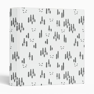 Forest Line Art Pattern 3 Ring Binder