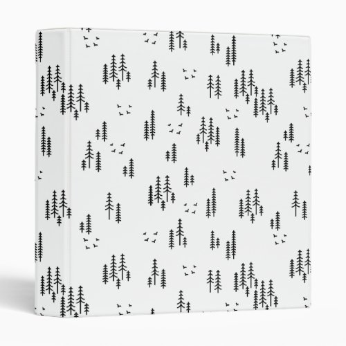 Forest Line Art Pattern 3 Ring Binder