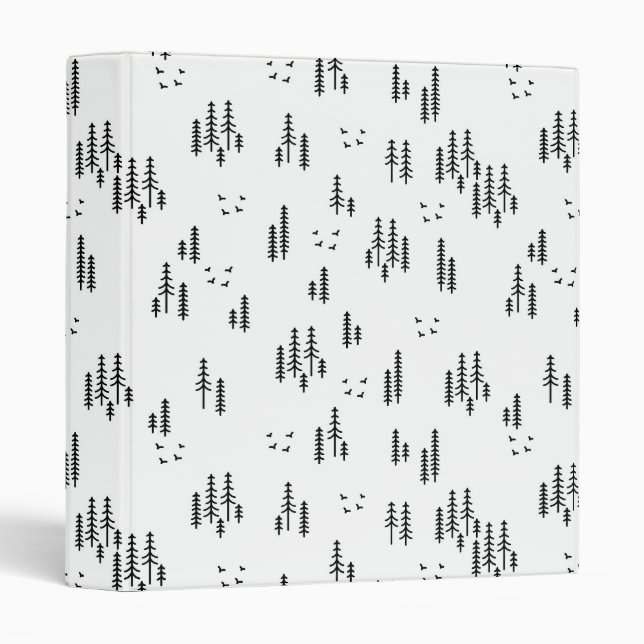 Forest Line Art Pattern 3 Ring Binder (Front/Spine)
