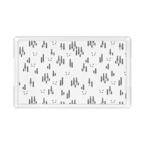 Forest Line Art Pattern Acrylic Tray