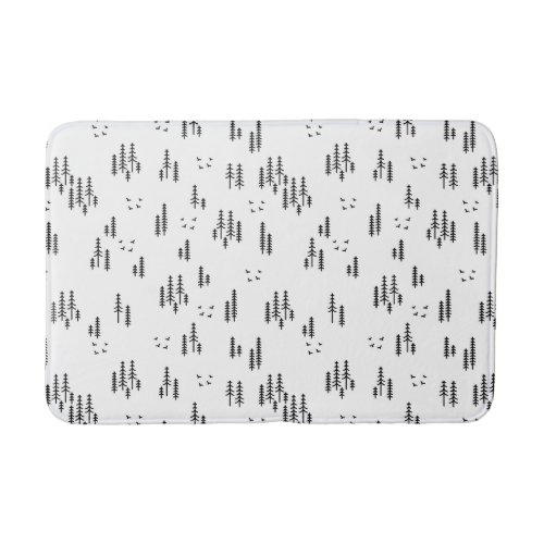 Forest Line Art Pattern Bath Mat