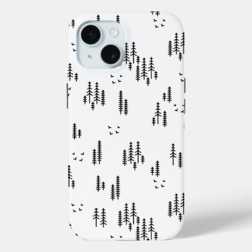 Forest Line Art Pattern iPhone 15 Case
