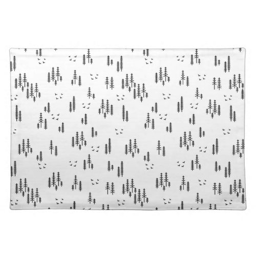 Forest Line Art Pattern Cloth Placemat