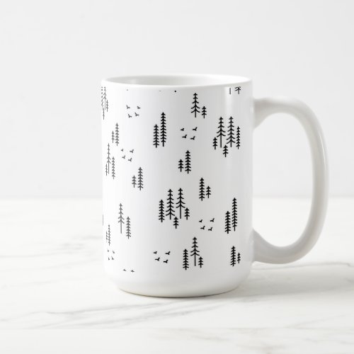 Forest Line Art Pattern Coffee Mug