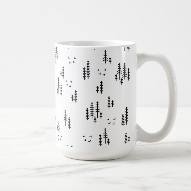 Forest Line Art Pattern Coffee Mug (Right)