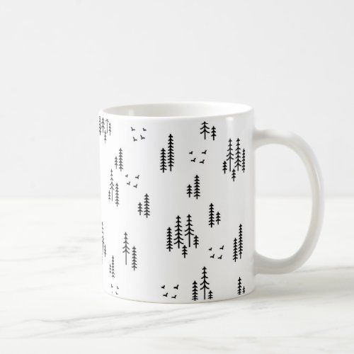 Forest Line Art Pattern Coffee Mug