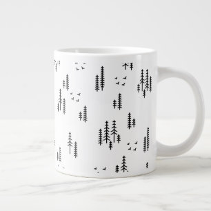 Forest Line Art Pattern Giant Coffee Mug